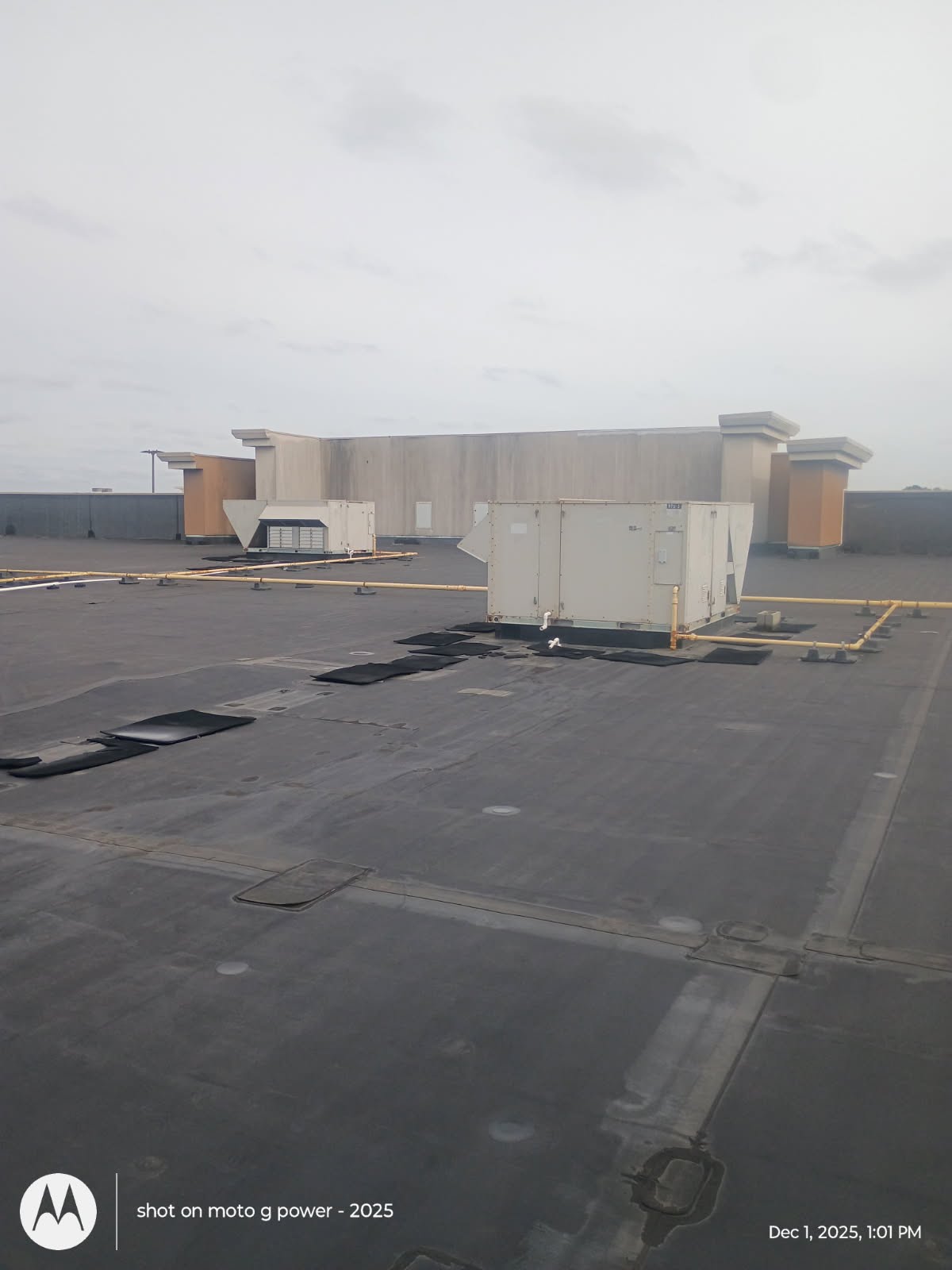 Roofing service inspection on a pitched roof